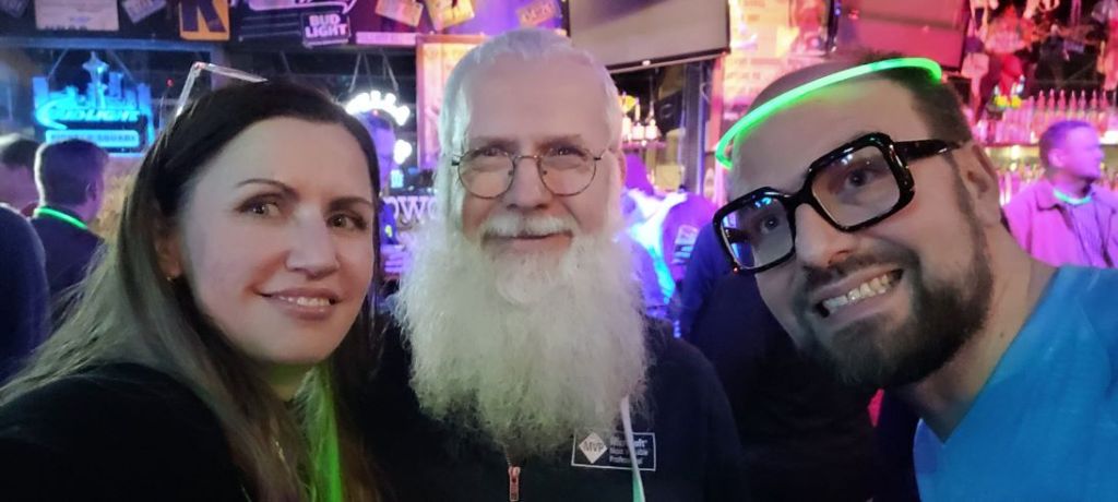 Picture of Kristina Mishra (me), Ben Weissman, and Johan Ludvig Brattås at PASS DCS 2022