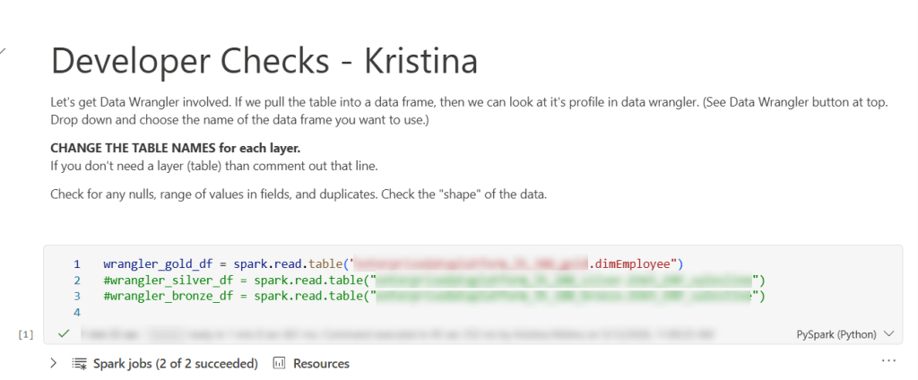 screen shot of a the developer checknotebook. 